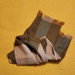 Elegant Green and Brown Checkered Men's Scarf